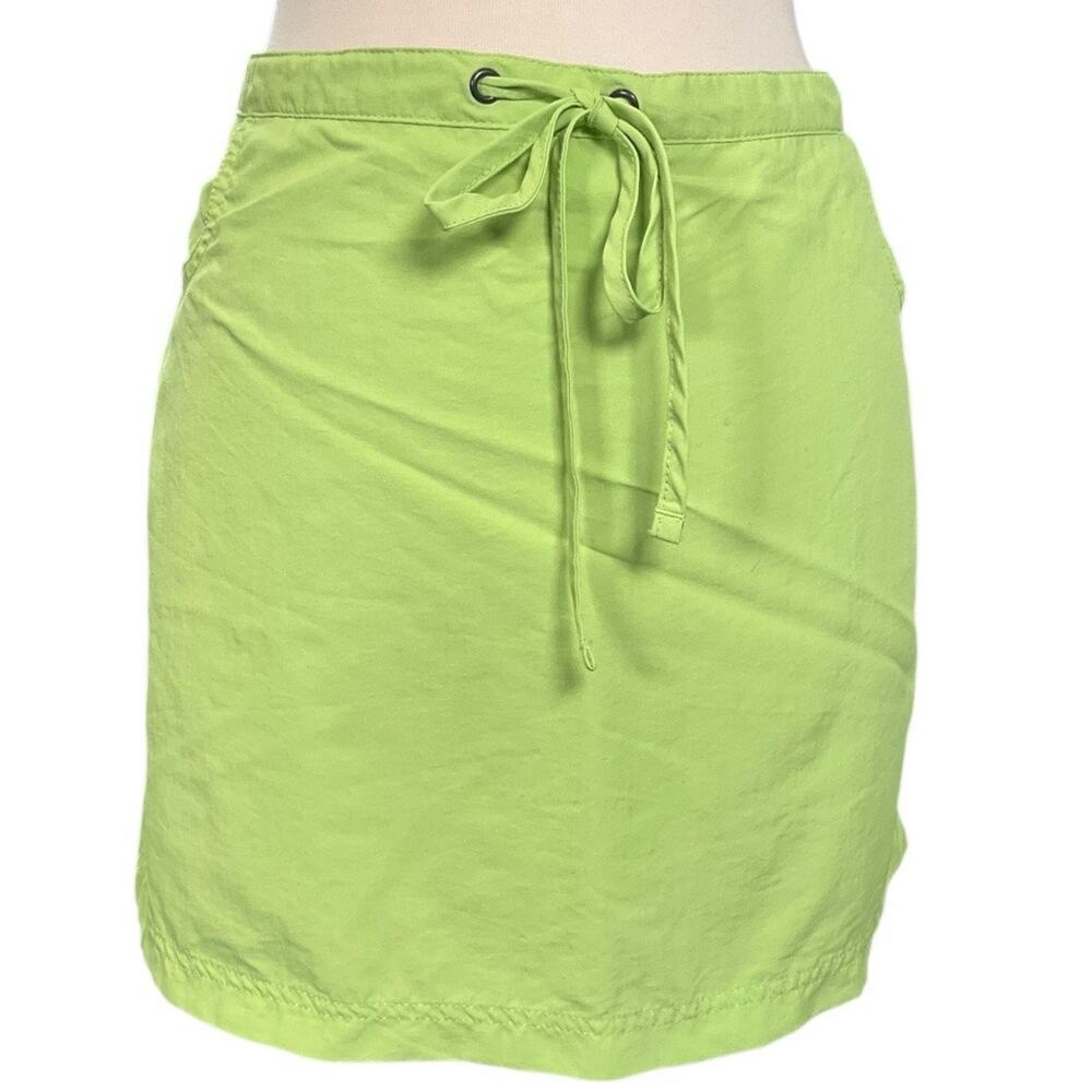 LL Bean Skirt XL Green Nylon Outdoor Hiking Casual Mini Skirt Drawstring Pocket